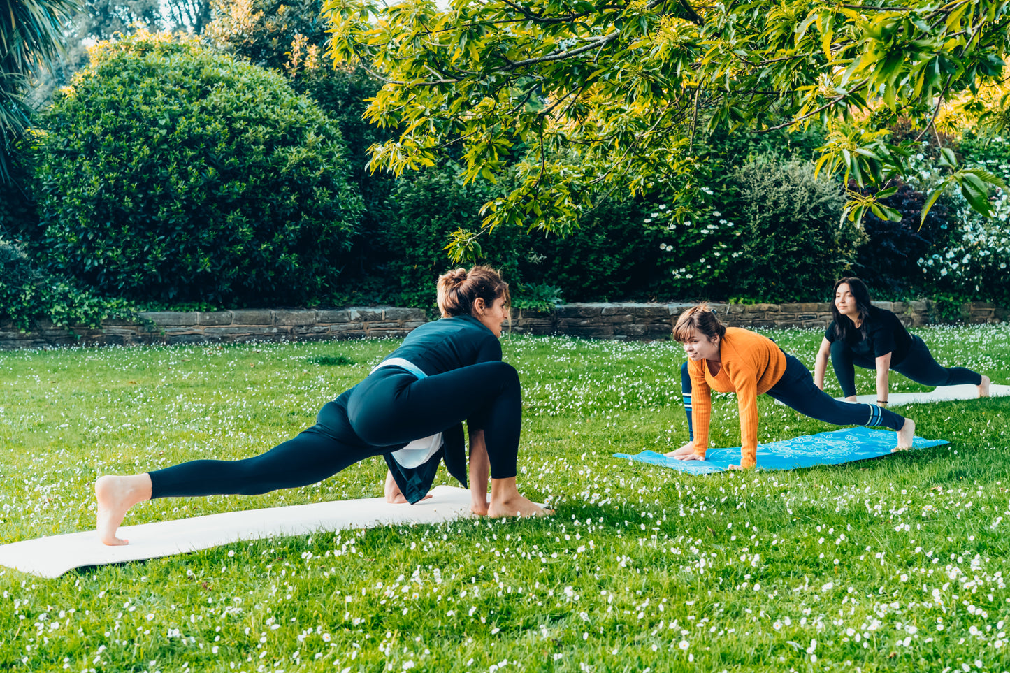 stretching in the park