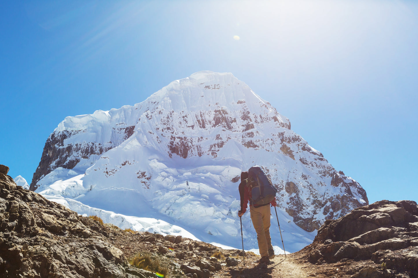 hiker nearing the summit