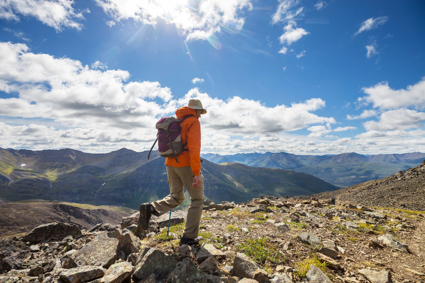 hiker on sunny day