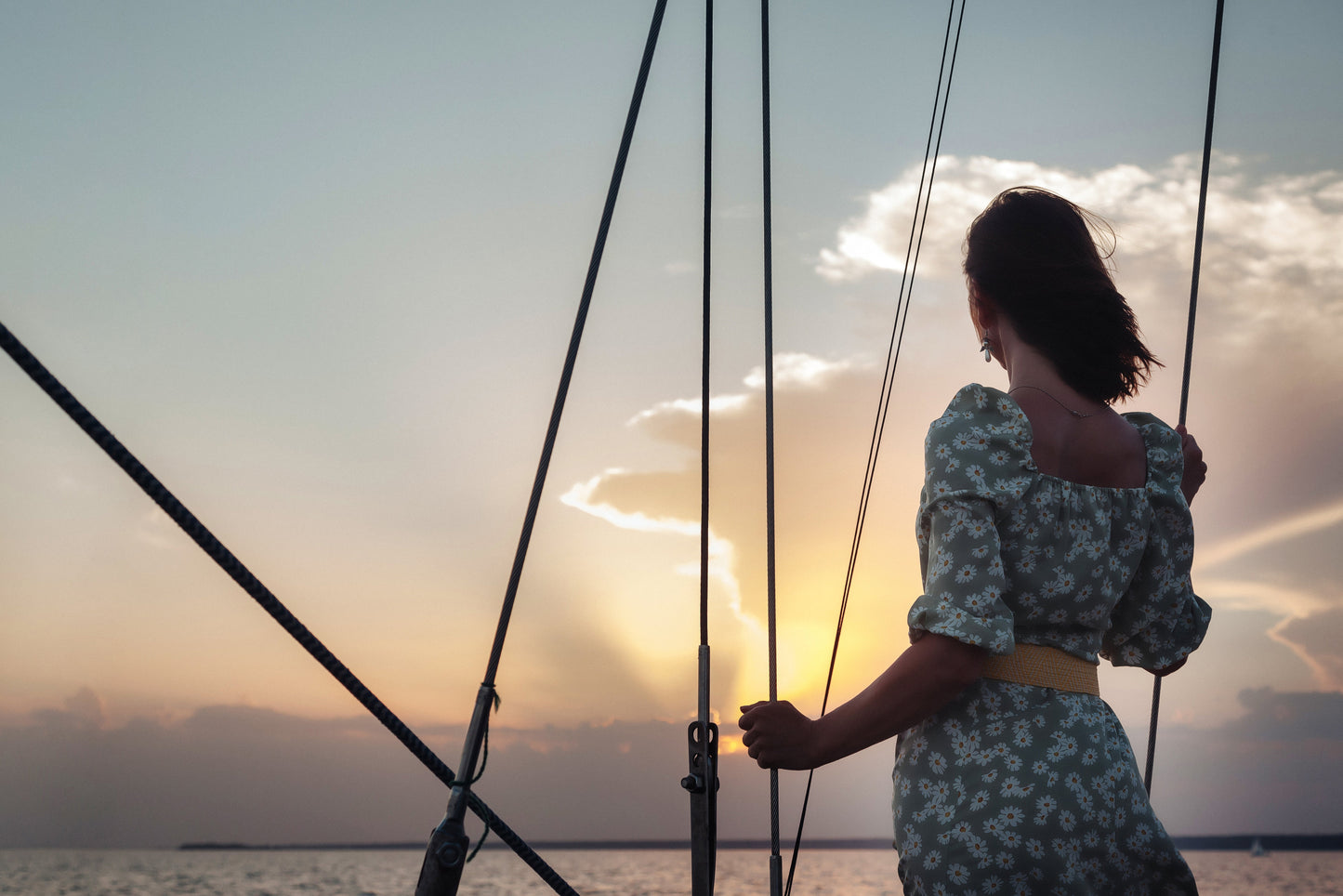 woman on boat on the open seas