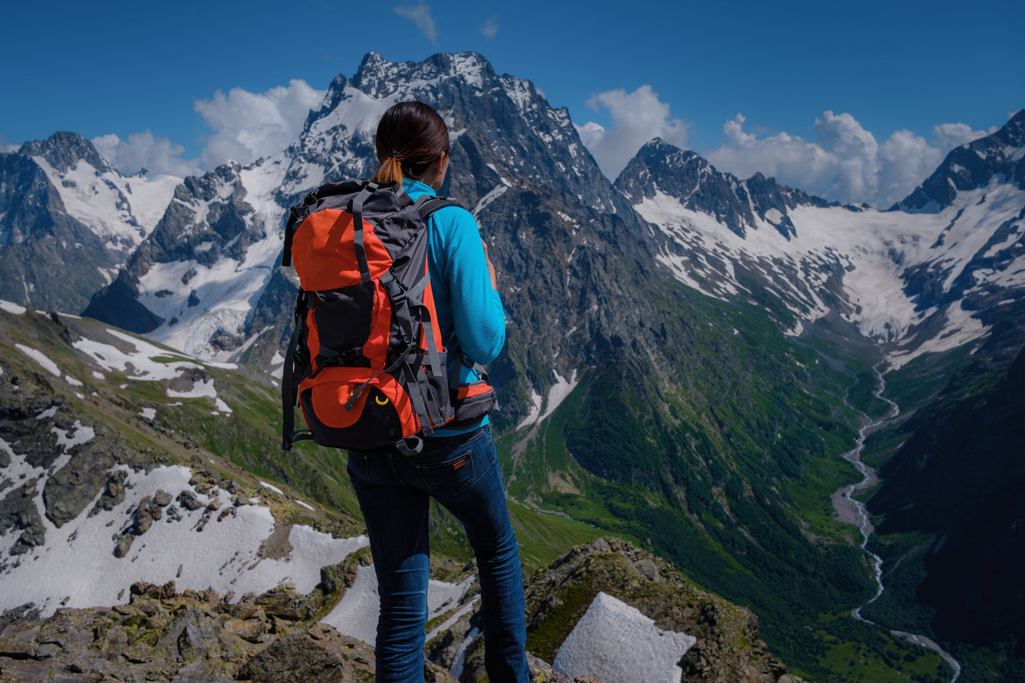 hiker nearing summit