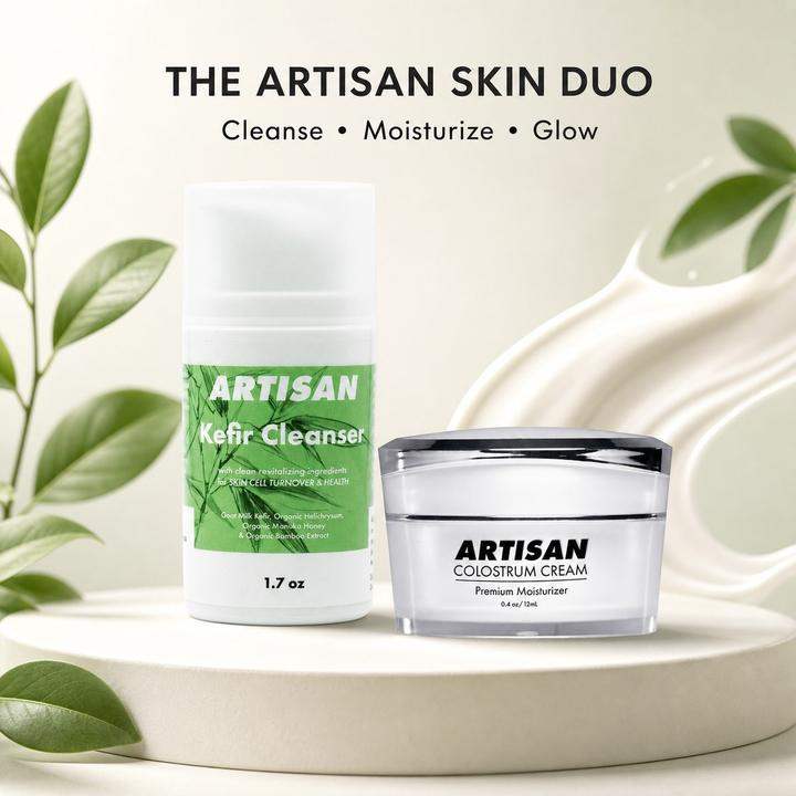The Colostrum Cream and the Kefir Cleanser together.